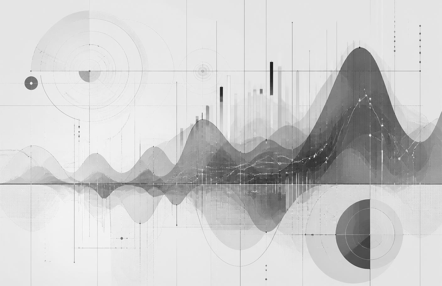 Grayscale abstract chart composition representing analytics and measurement